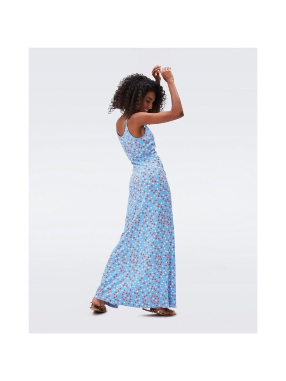 New Diane Von Furstenberg Sky Blue Maxi Dress Size Large New With Tags - Picture 2 of 6